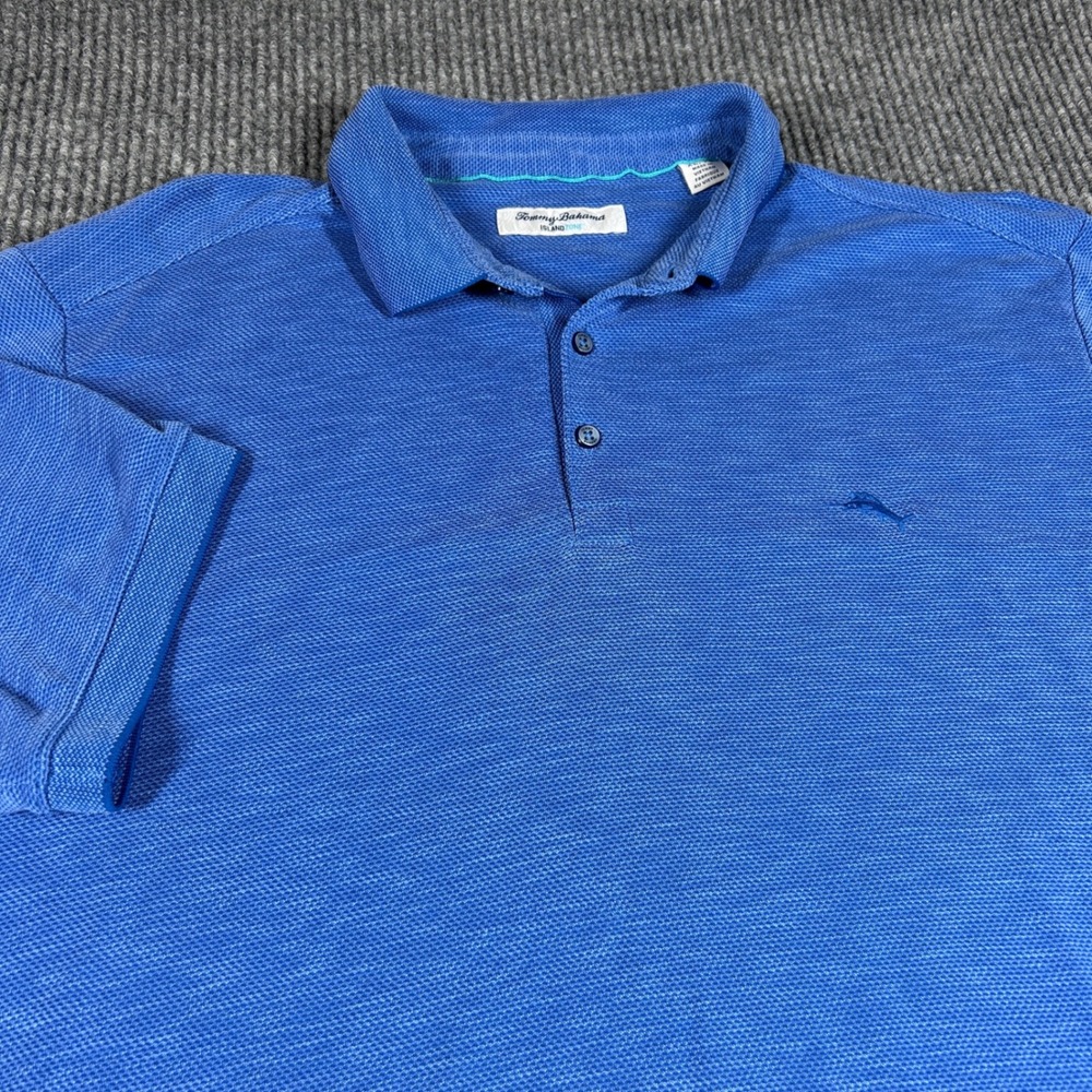 Tommy Bahama Shirt Mens XL IslandZone Blue Short Sleeve Polo Tencel Coolmax